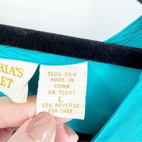✅ VINTAGE VICTORIA'S SECRET GOLD LABEL NIGHT SHIRT IN TEAL SIZE LARGE - Picture 5 of 8